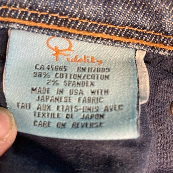 FIDELITY Sz 34 Low Waist Boot Flare Mid Wash Japan Fabric Jeans - Picture 7 of 8